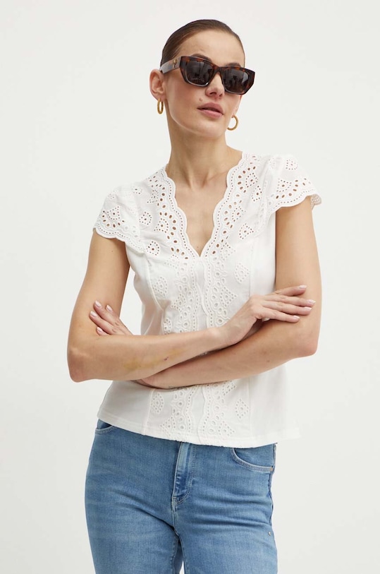 Morgan t-shirt DOLINE elasztánnal fehér DOLINE.OFF.WHITE