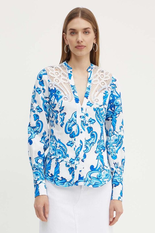 Рубашка с примесью льна Marciano Guess BLUE NOTE узор голубой 4GGH07.9708Z