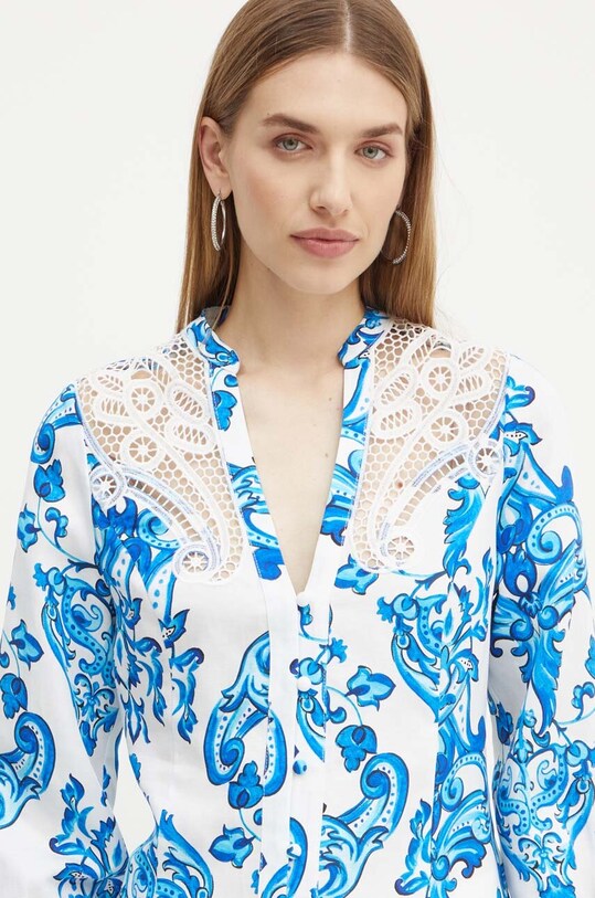 Рубашка с примесью льна Marciano Guess BLUE NOTE голубой 4GGH07.9708Z