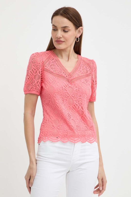 Morgan bluzka DOULI z elastanem różowy DOULI.CORAIL