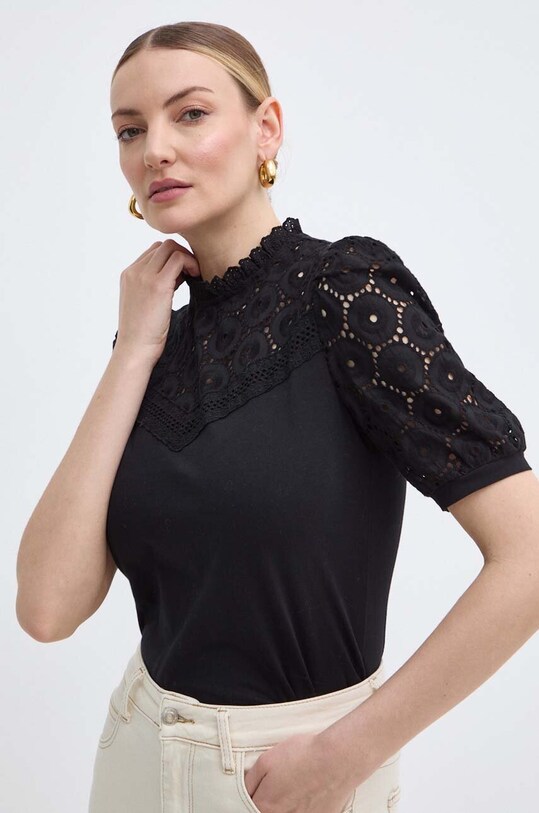 Morgan bluza din bumbac DULIE uni negru DULIE.NOIR