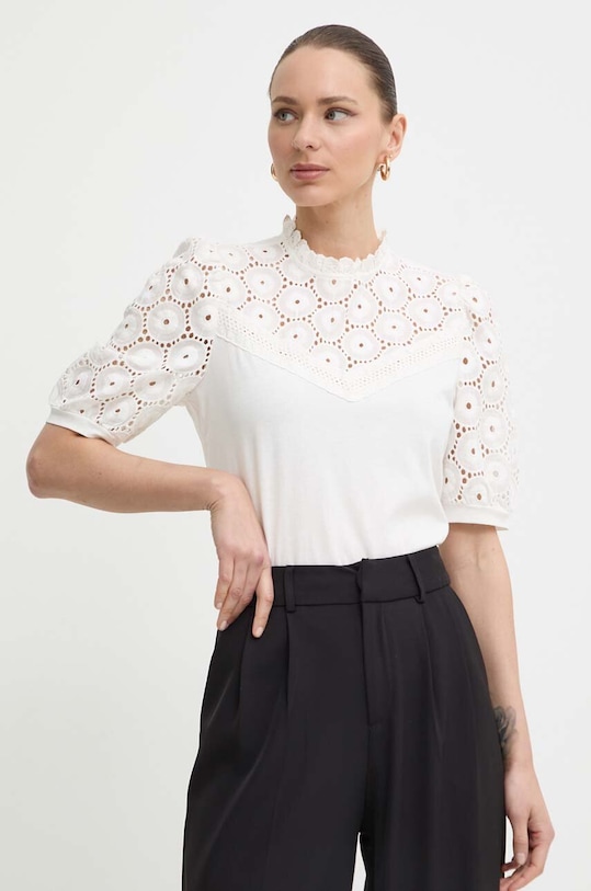 Morgan camicetta in cotone DULIE beige DULIE.OFF.WHITE