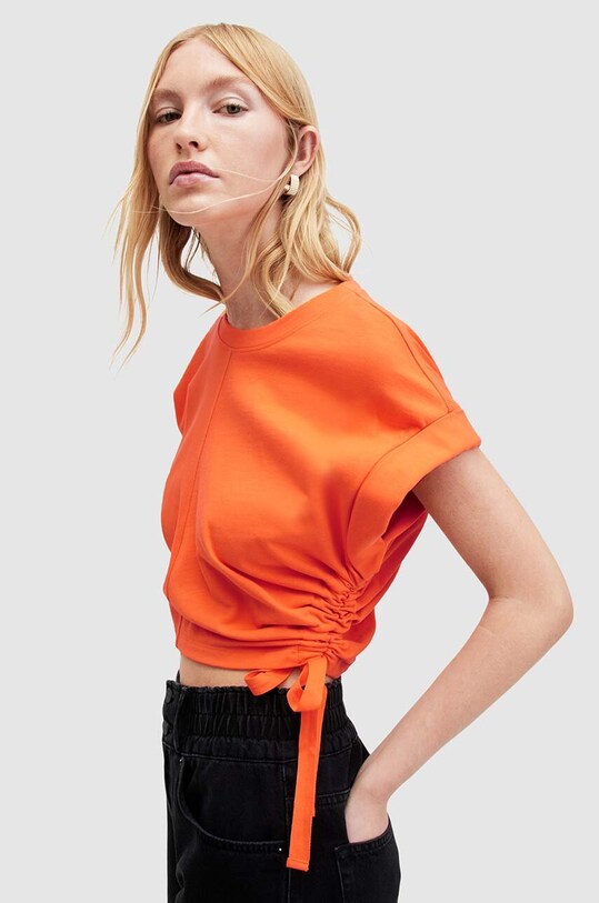 AllSaints bluzka bawełniana MIRA WM651Z pomarańczowy SS24