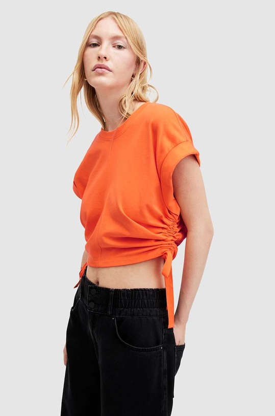 Ρούχα Βαμβακερή μπλούζα AllSaints MIRA WM651Z πορτοκαλί