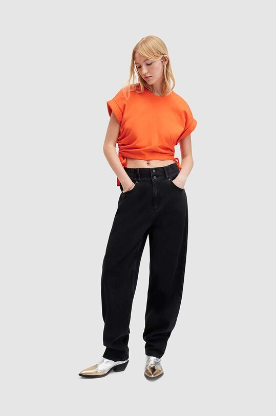 AllSaints bluzka bawełniana MIRA WM651Z pomarańczowy