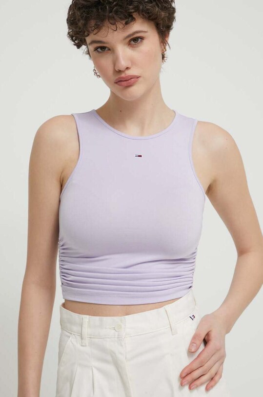 Tommy Jeans top elasztánnal lila DW0DW17893