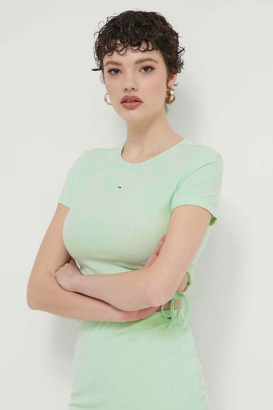 Majica kratkih rukava Tommy Jeans bez uzorka zelena DW0DW17902