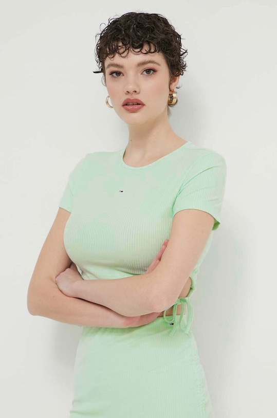 Tommy Jeans tricou uni verde DW0DW17902