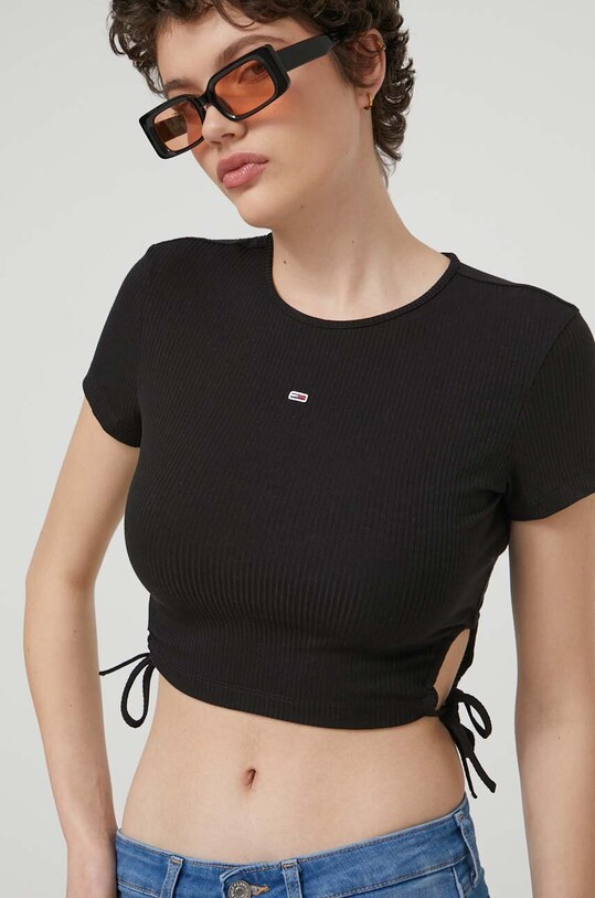 Tričko Tommy Jeans slim černá DW0DW17902