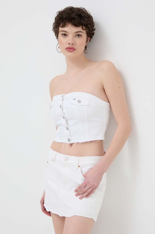 Džínsový top Tommy Jeans biela DW0DW17683