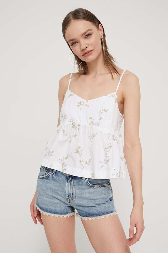 Хлопковая блузка Tommy Jeans casual белый DW0DW17804