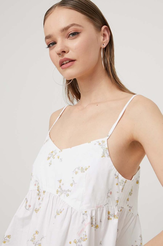 Tommy Jeans blúz pamutból fehér DW0DW17804