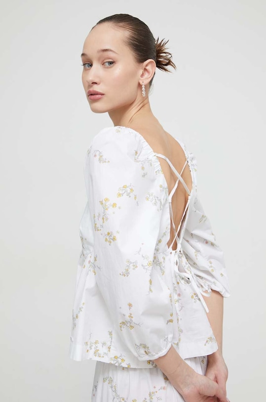 Tommy Jeans bluză din bumbac flori bej DW0DW17806