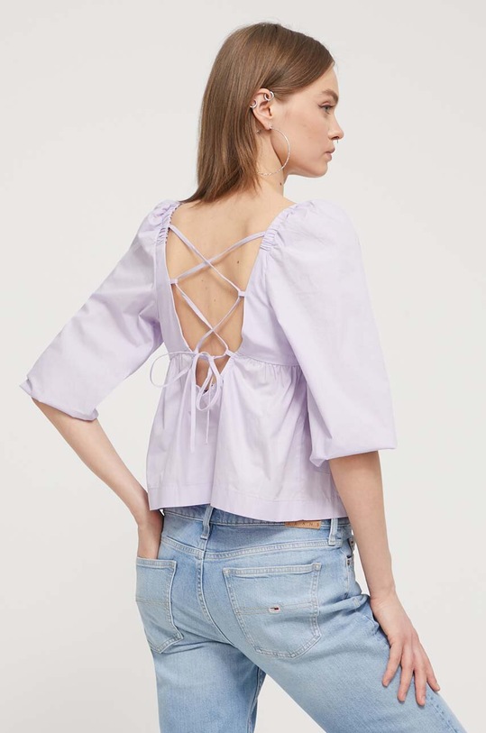 Bavlněná halenka Tommy Jeans regular fialová DW0DW17806