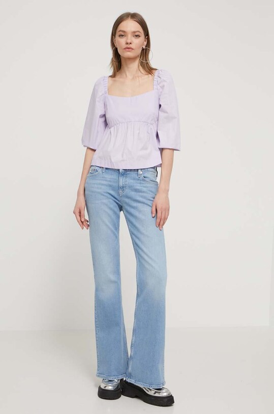 Одяг Бавовняна блузка Tommy Jeans DW0DW17806 фіолетовий