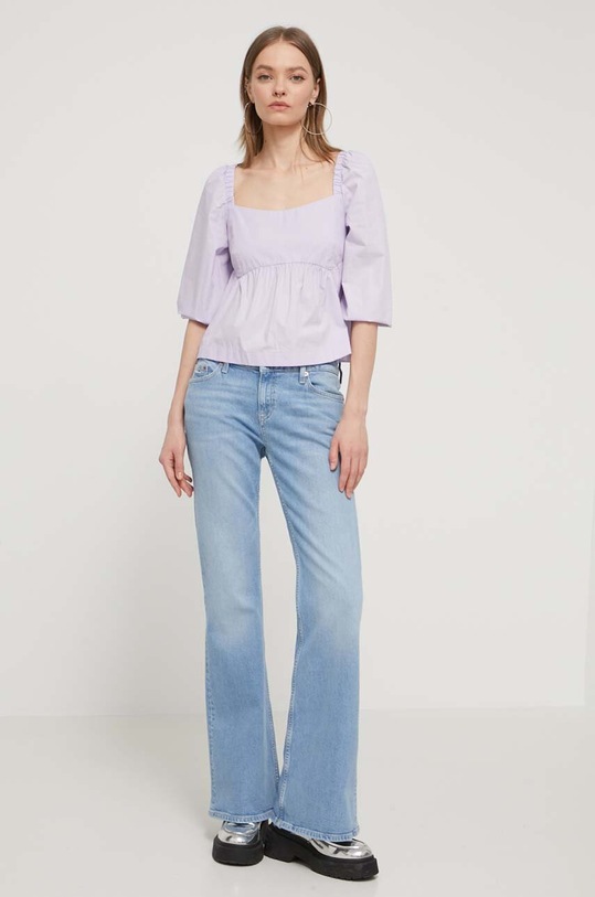 Oblečení Bavlněná halenka Tommy Jeans DW0DW17806 fialová