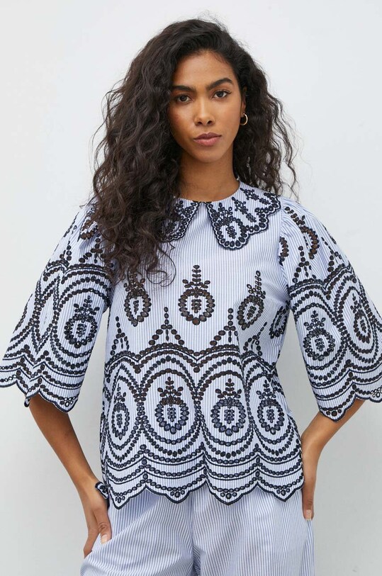 Îmbrăcăminte MUNTHE bluza din bumbac 1009.24225 albastru
