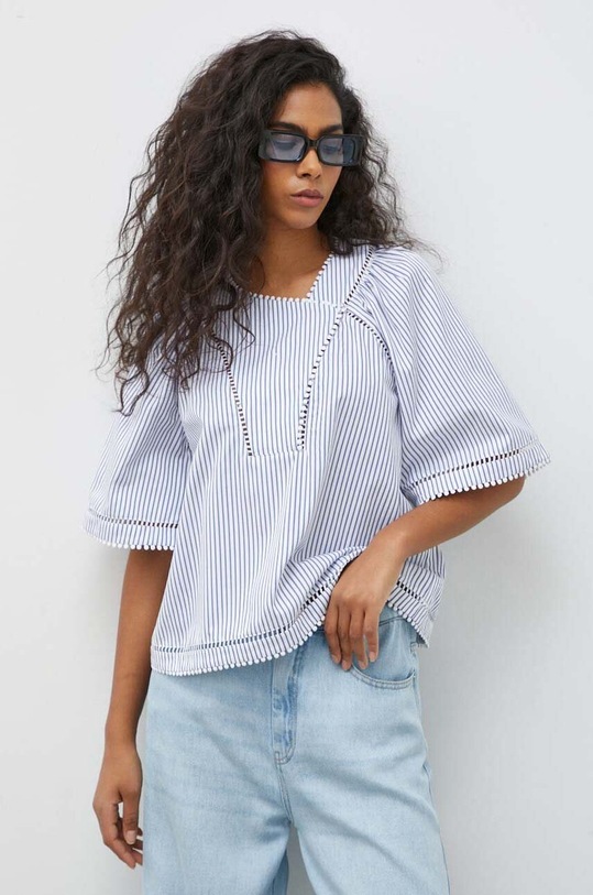 MUNTHE camicetta in cotone a strisce blu 1001.24226