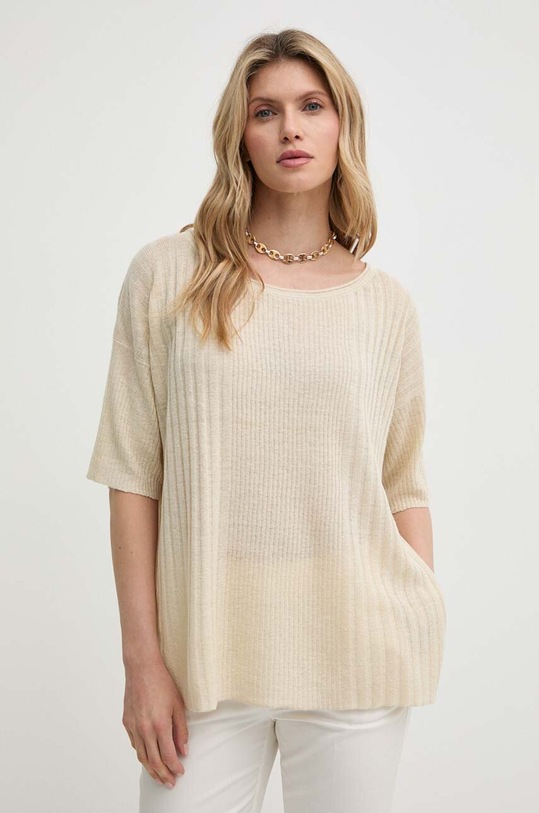 MAX&Co. sweter lniany pozostałe beżowy 2416361014200