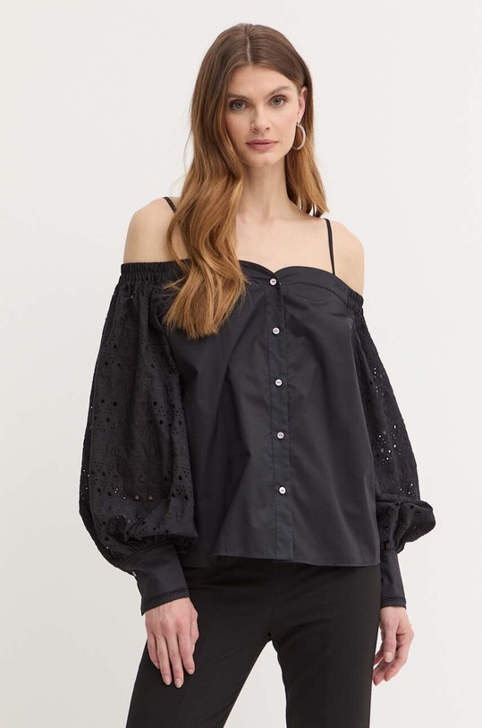 Бавовняна сорочка Karl Lagerfeld довгий чорний 241W1608