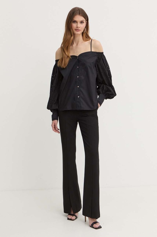 Бавовняна сорочка Karl Lagerfeld 241W1608 чорний SS24