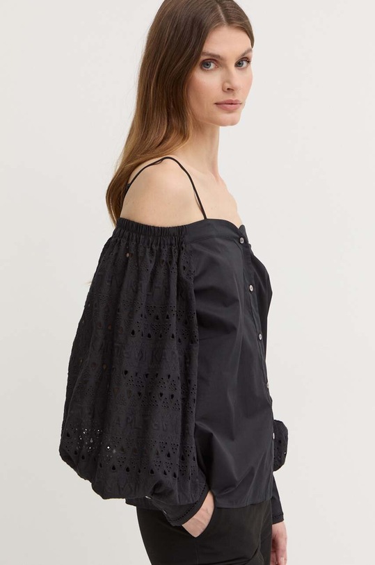 Бавовняна сорочка Karl Lagerfeld чорний 241W1608