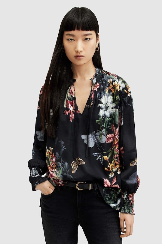 AllSaints bluzka MARA SANIBEL casual czarny WM554Z
