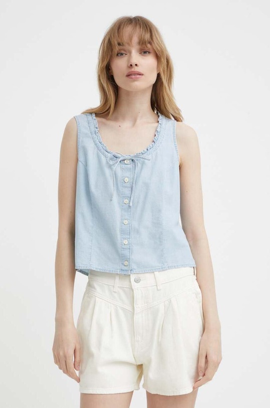 Levi's top bawełniany bawełna niebieski A7625