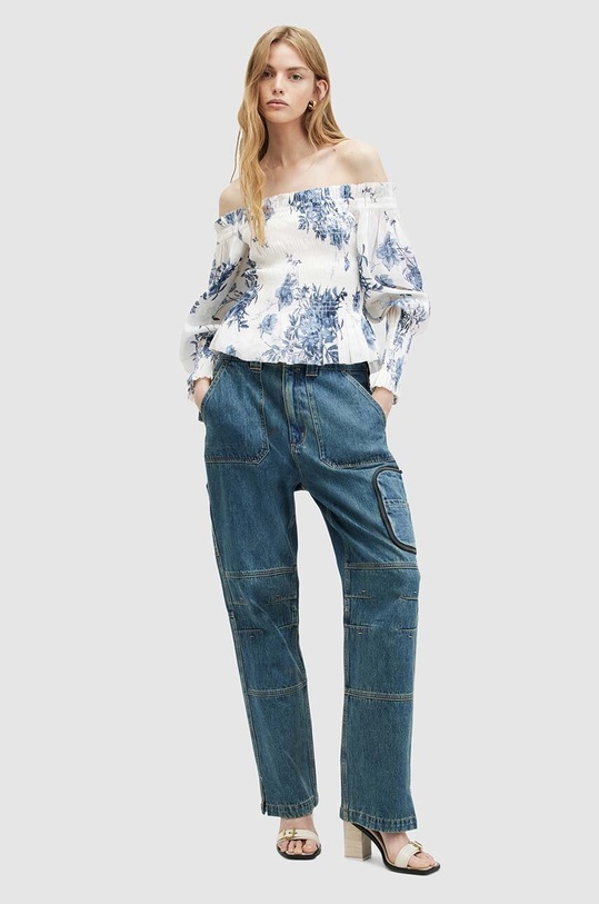 AllSaints bluza z domieszką jedwabiu LARA DEKORAH TOP multicolor WM552Z