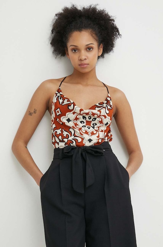 Artigli camicetta regolare marrone AC38234.TABACCO/PANNA