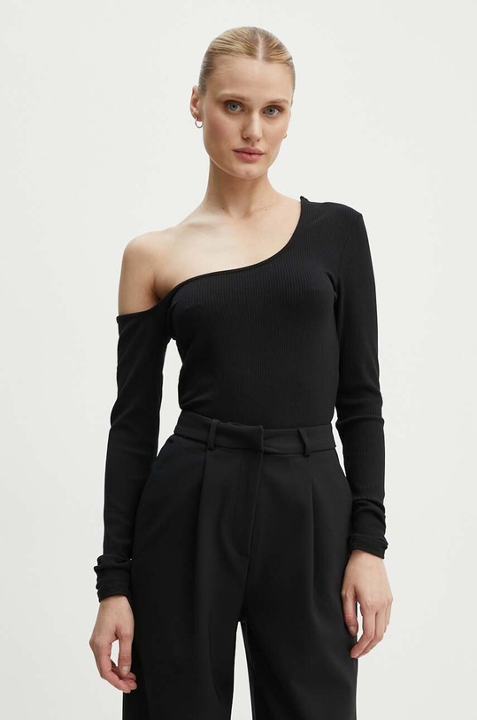 Bruuns Bazaar longsleeve LuteaBBCelisa top z elastanem czarny BBW3978