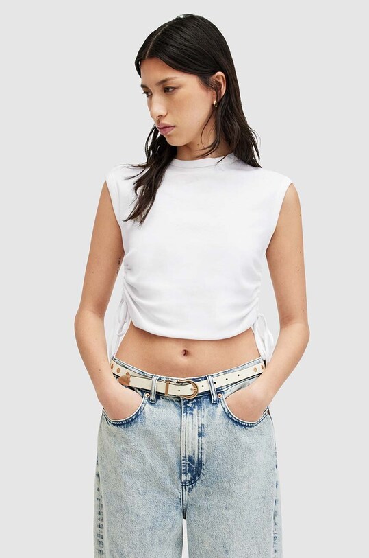 Bavlněná halenka AllSaints SONNY TANK slim bílá W025JA