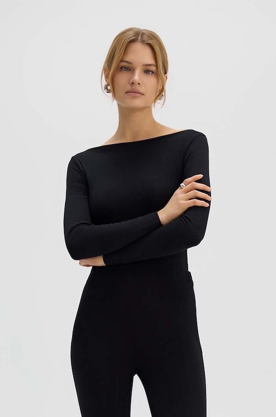 Oblečení Body Saint Body SLASH NECK BODYSUIT BLACK SB.546 černá