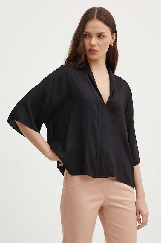 United Colors of Benetton bluzka casual czarny 5XBQDQ09E