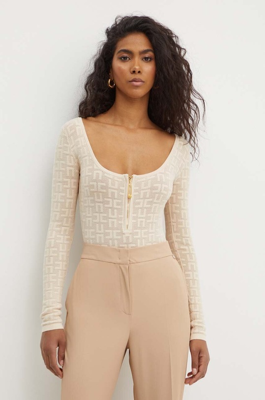 Elisabetta Franchi body casual beżowy BK55B41E1