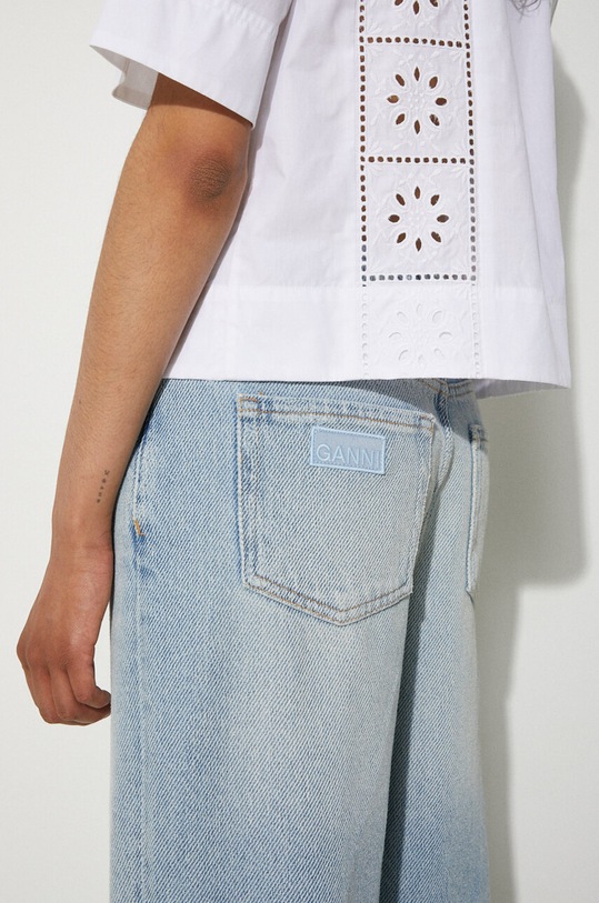 Bavlnená košeľa GANNI Broderie Anglaise Tie Blouse F9655