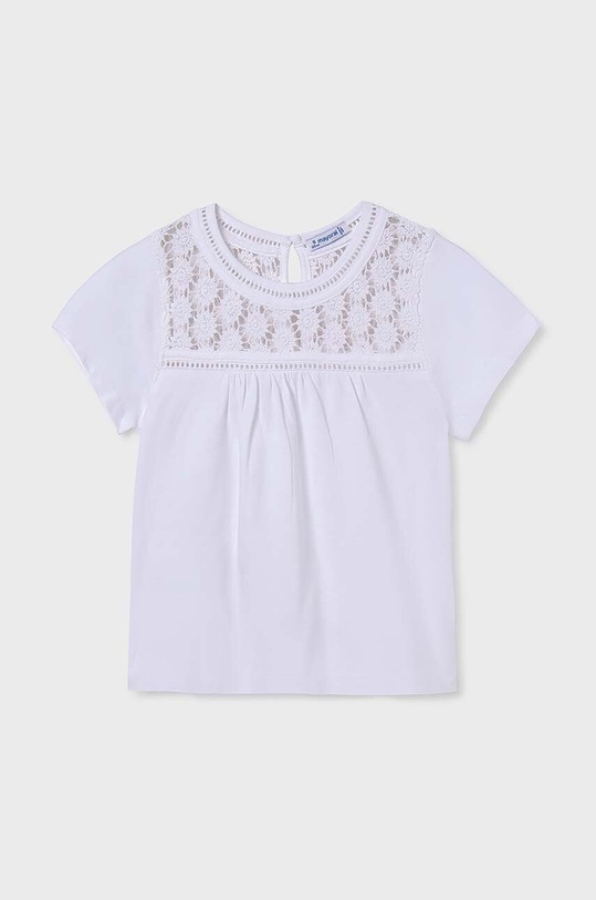 Παιδική βαμβακερή μπλούζα Mayoral casual λευκό 6005.8E.Junior.PPYH