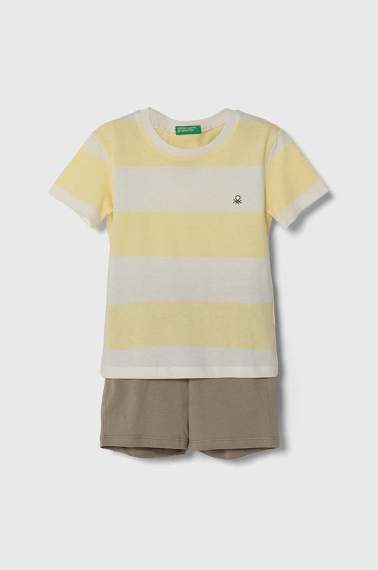 Dětské bavlněné pyžamo United Colors of Benetton hladký žlutá 3ERS0P06G.G.Seasonal