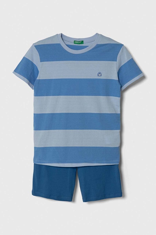 Dětské bavlněné pyžamo United Colors of Benetton hladký modrá 3ERS0P06G.G.Seasonal