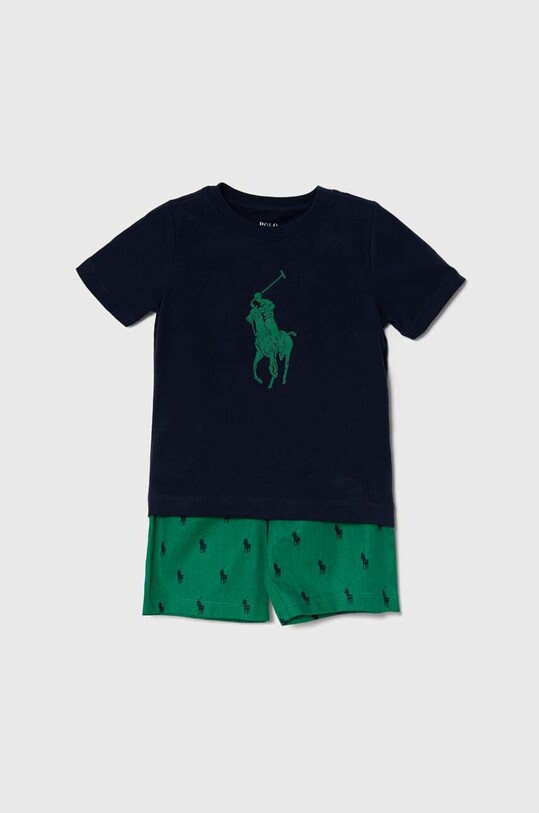 Детская хлопковая пижама Polo Ralph Lauren узор зелёный 8P0141