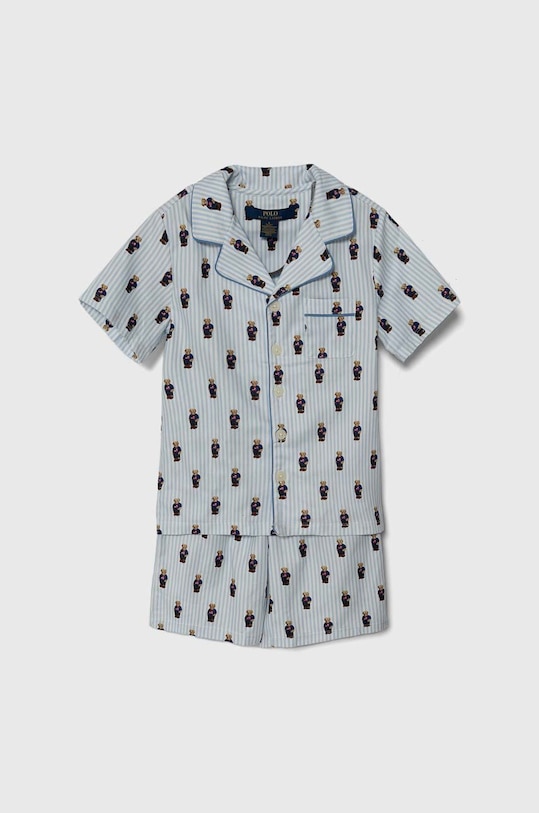 Дитяча бавовняна піжама Polo Ralph Lauren комплект блакитний 9P0139