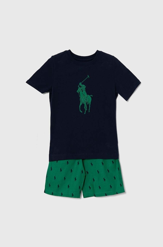 Polo Ralph Lauren gyerek pamut pizsama nyomtatásos zöld 9P0141