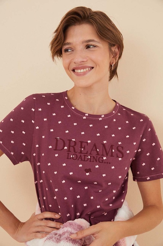 Odzież women'secret koszula nocna bawełniana LA VECINA RUBIA MOUNTAIN 4446212 różowy