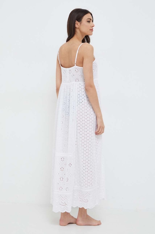 Βαμβακερό φόρεμα παραλίας Polo Ralph Lauren 21484578 λευκό SS24