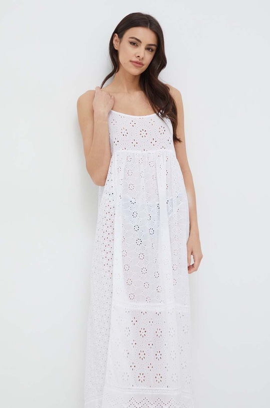 Ρούχα Βαμβακερό φόρεμα παραλίας Polo Ralph Lauren 21484578 λευκό