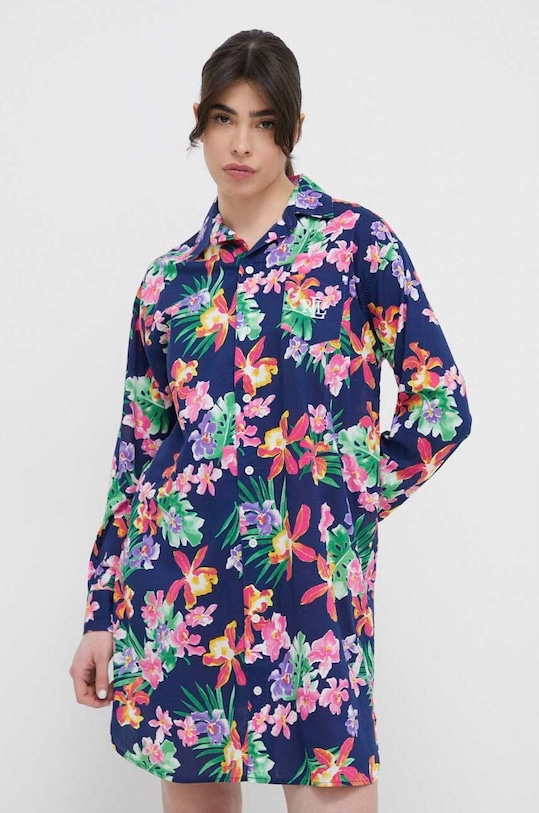 Nočná košeľa Lauren Ralph Lauren látka tmavomodrá ILN32308