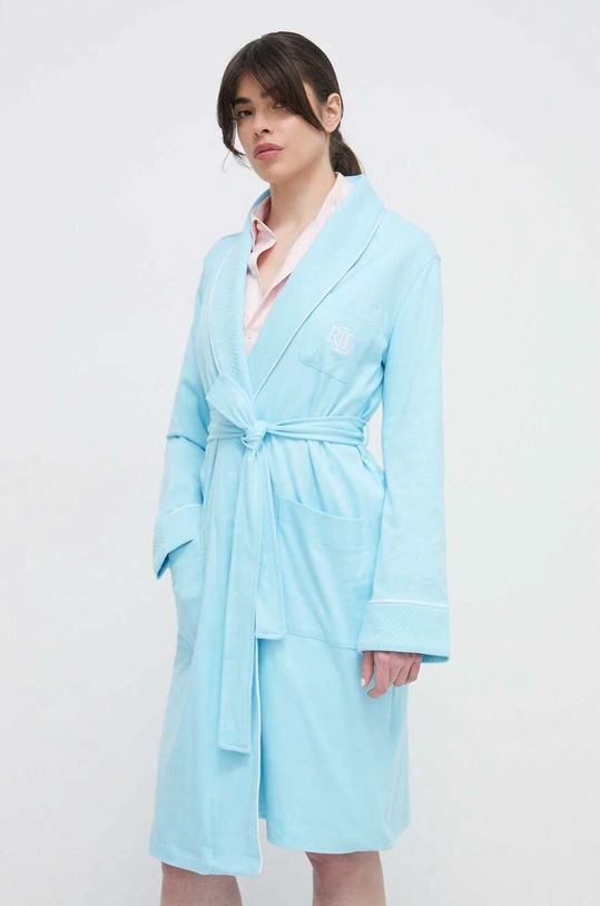 Lauren Ralph Lauren szlafrok bawełniany dzianina niebieski ILN42319