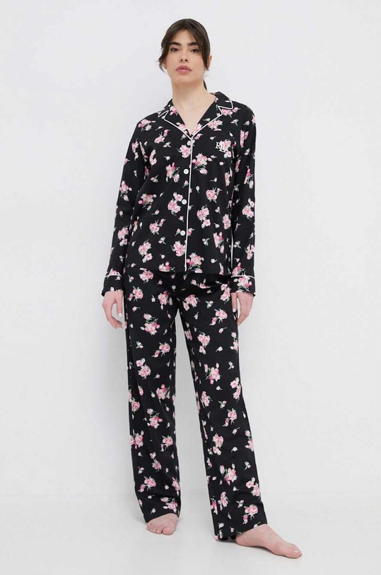Lauren Ralph Lauren piżama tkanina czarny ILN92304