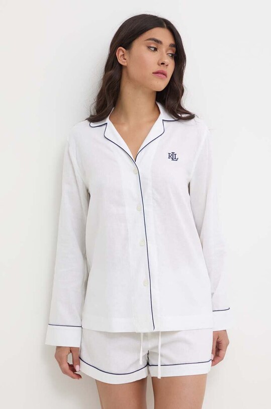 Lauren Ralph Lauren piżama lniana tkanina biały ILN12335