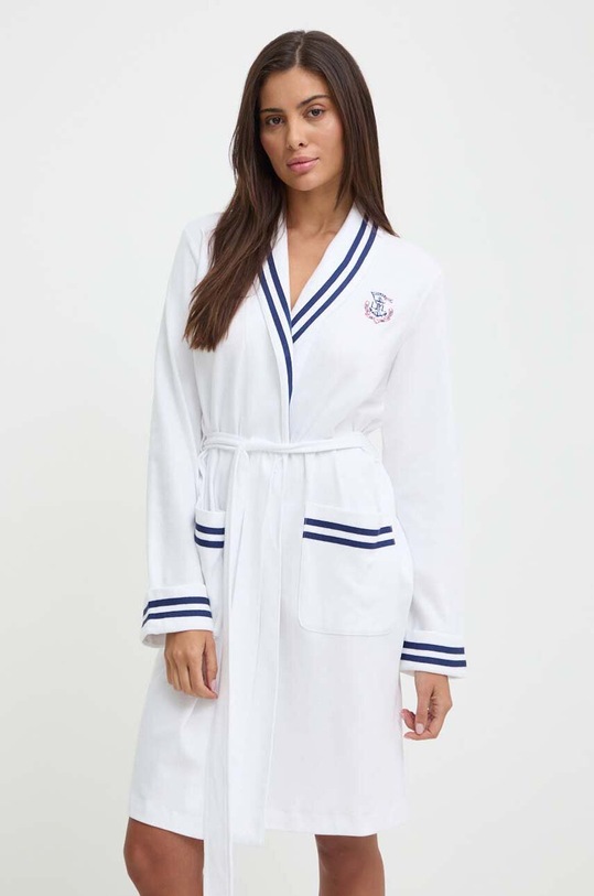 Lauren Ralph Lauren szlafrok bawełniany aplikacja biały ILN42338